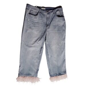 DENIZEN from Levi's Wide Leg‎ Feather Trim Jeans Light Wash Size 22W